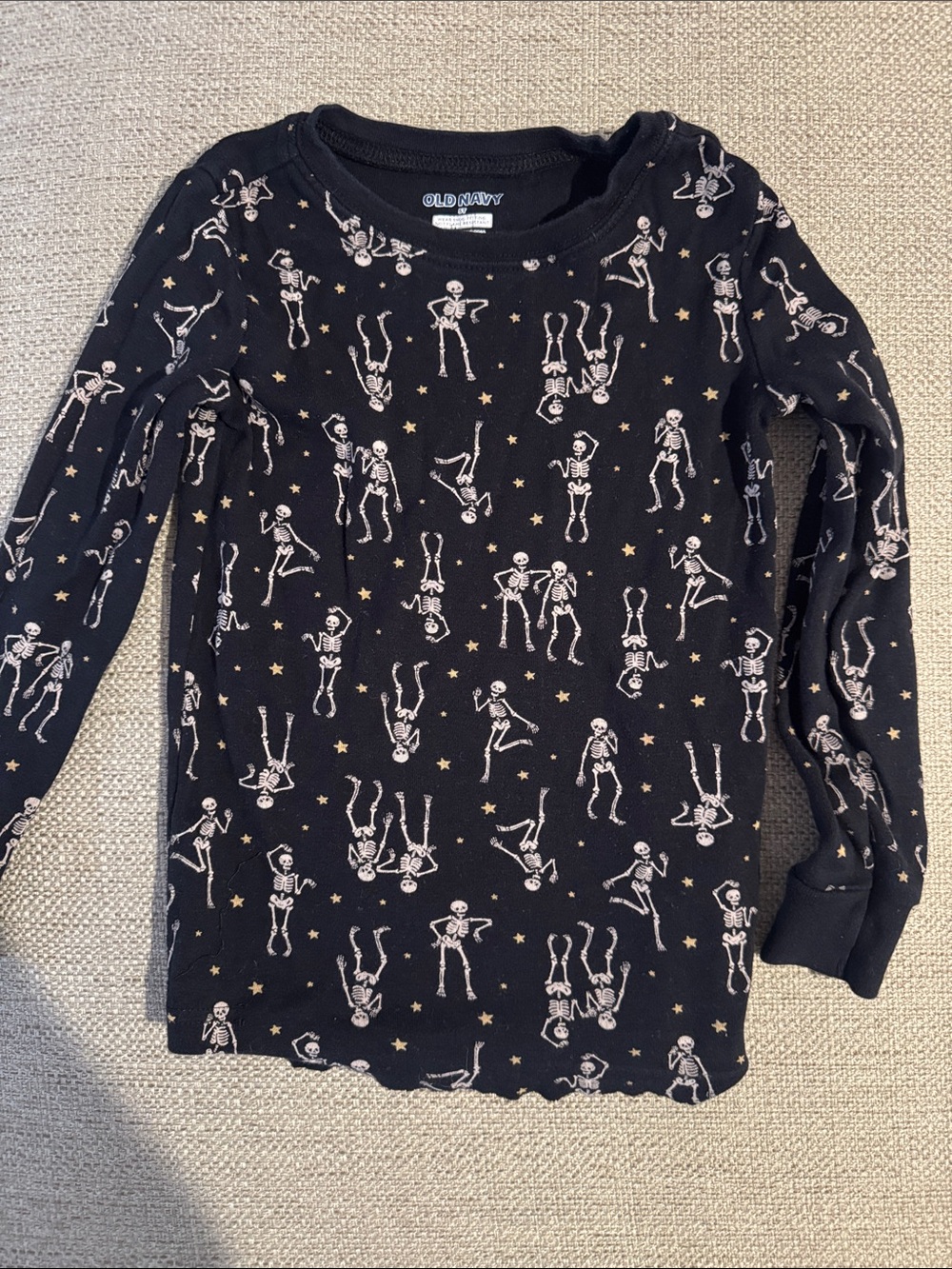 Old Navy Black Long Sleeve Tee with Skeleton Print